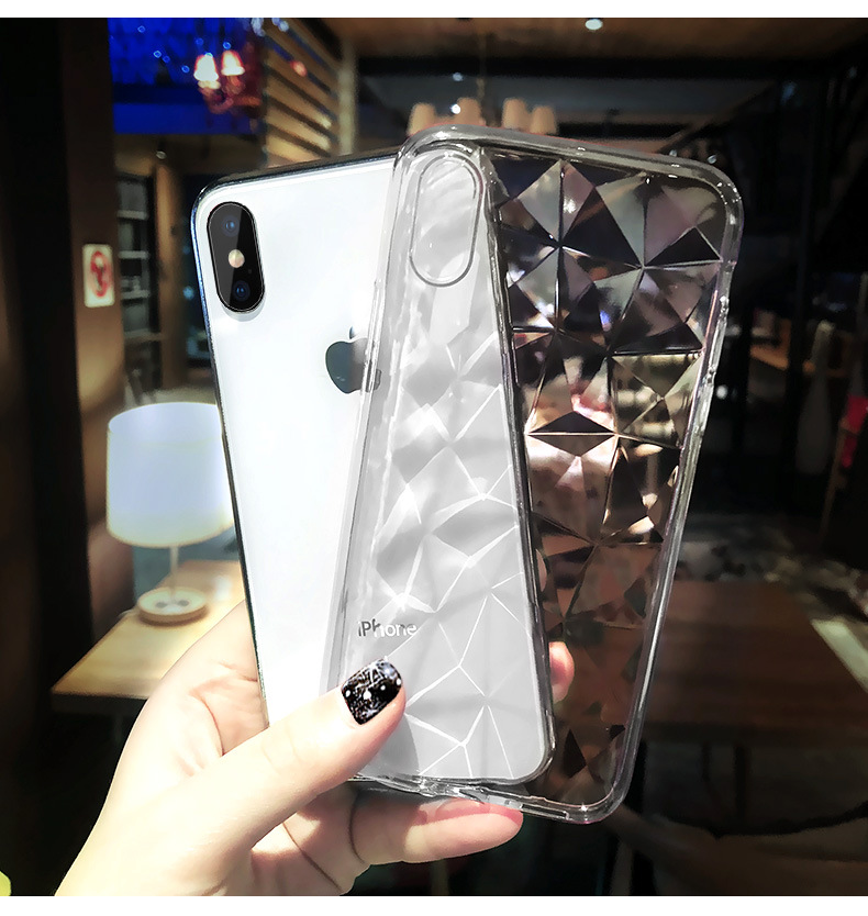 Transparent Diamond Pattern Mobile Phone Case For Iphone 11 Apple Xs Max / 6plus Diamond Tpu Protective Cover display picture 1