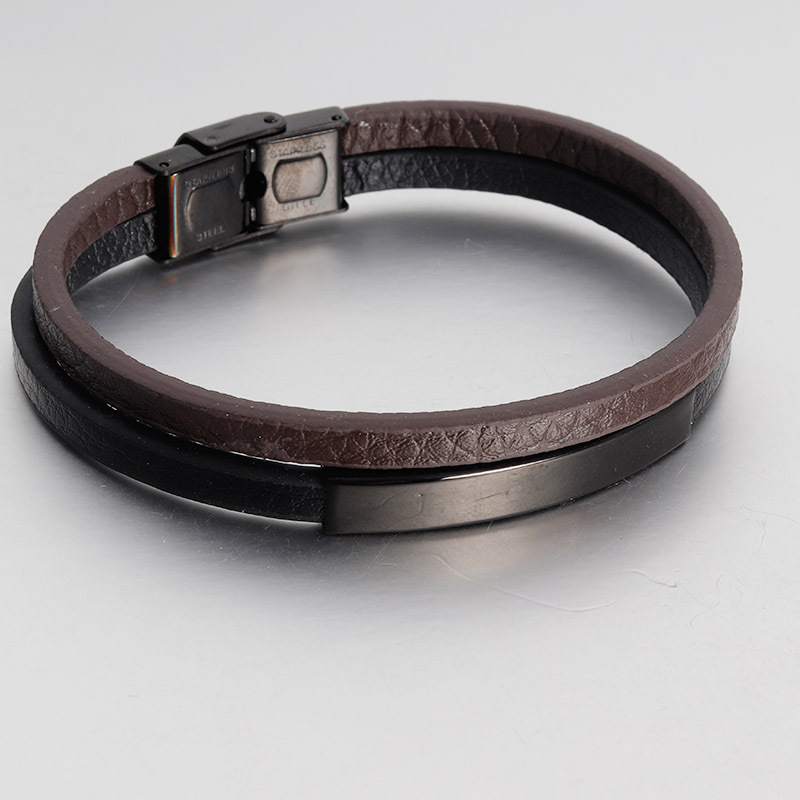 Vacuum Plating Gold Plating Process Retro 316L Stainless Steel Titanium Steel Geometric Customization Laser Engraving Woven Chain Men Cord & Leather Bracelets