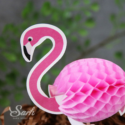 烘焙蛋糕装饰 3D立体火烈鸟插牌 蛋糕插旗派对生日插件2支|ru