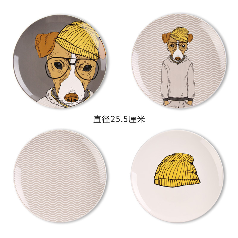 Perro de dibujos animados nórdico simple pared decoración pintura placa de cerámica placa colgante pared colgante decoración de la pared