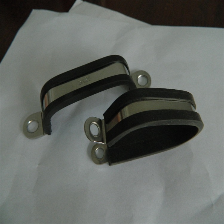 R型双层不锈钢管夹 单脚固定蛇皮管卡扣Φ13