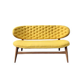 实木沙发布艺单双三人胶囊沙发椭圆形拉扣沙发简约现代