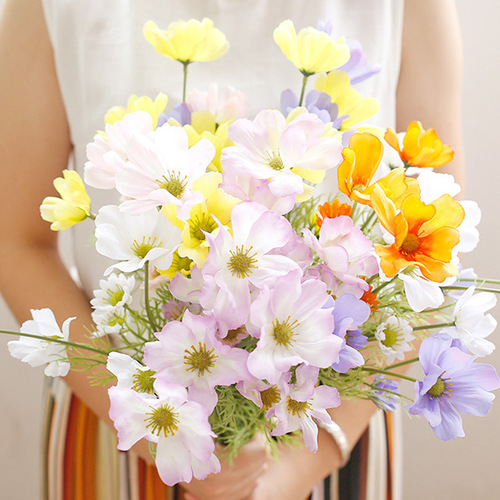 6 heads of artificial flowers, Persian chrysanthemum, cosmos, baby's breath and chrysanthemum silk flower dry flower fake flower decoration wedding celebration factory wholesale 