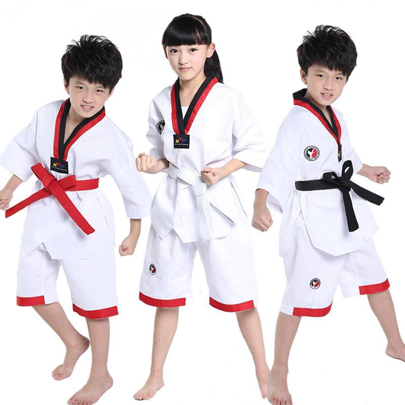 批發秋夏裝跆拳道服 兒童男女短袖長袖跆拳道服裝 武術服 教練服