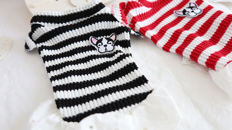 毛线花边条纹打底裙