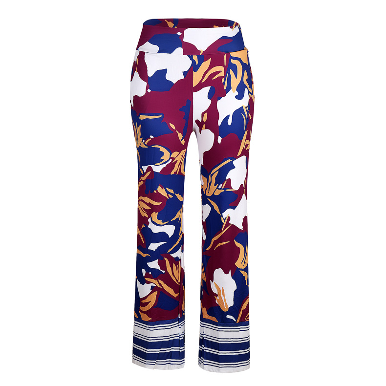 tie-dye printing elastic waist all-match straight casual wide-leg pants NSZH25142