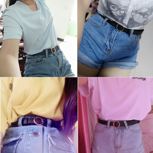 ulzzang belt women's versatile casual Korean student simple belt Korean style ring buckle BF style decorative retro