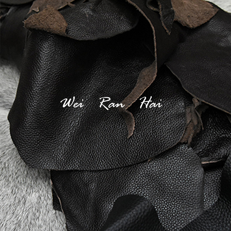 【未然海】咖啡色黑色荔枝纹头层牛皮箱包鞋面用块皮碎皮按市斤卖