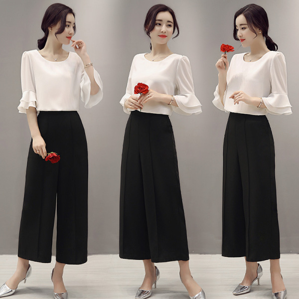 Summer new fashion fishtail dress trumpet sleeve chiffon two-piece