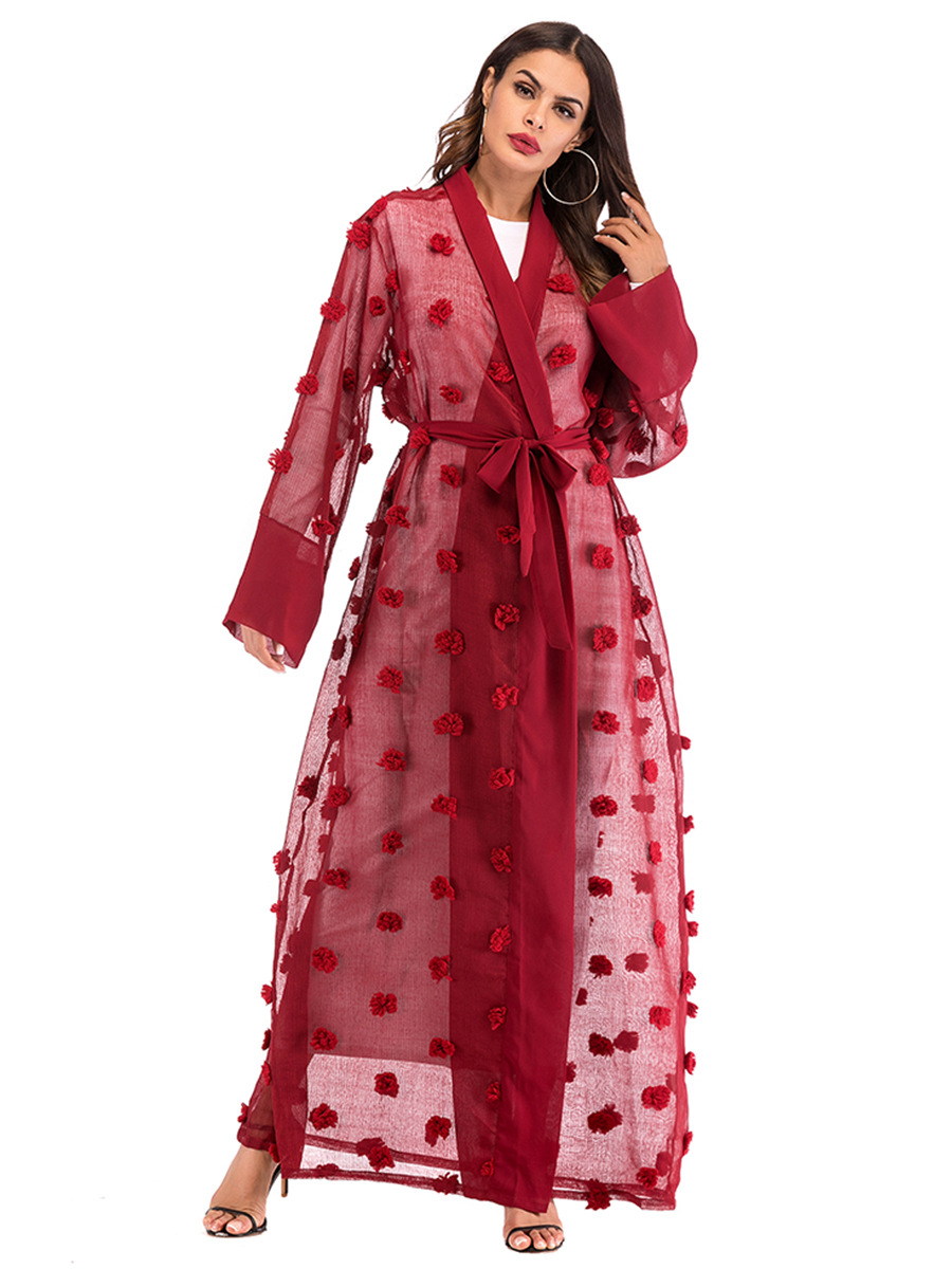 Title 36, Kadınlar için 3D Çiçek Örgü Gevşek Dantel Uzun ...