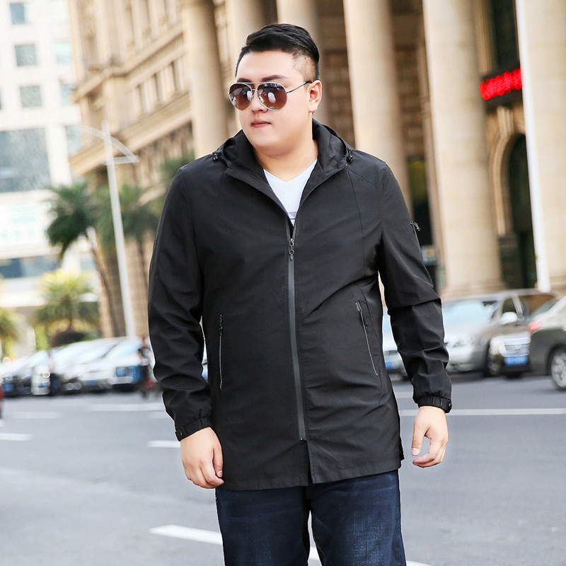 2018 spring and autumn man Large Hooded Add fertilizer enlarge Thin section Windbreaker special body