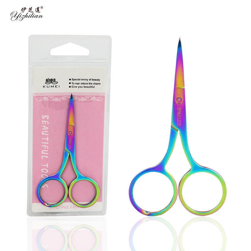 Tijeras de corte de cejas de belleza al por mayor de belleza de acero inoxidable tijeras de cejas resistentes al desgaste herramientas de corte de cejas