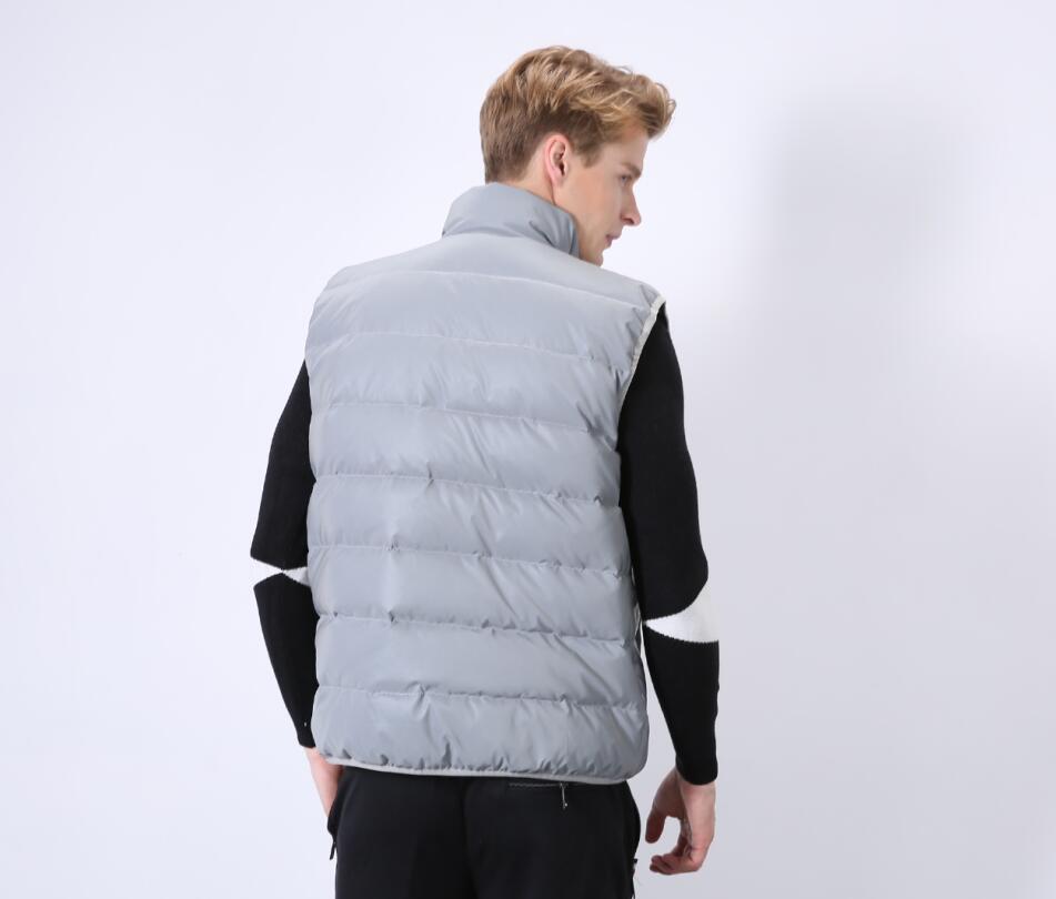 Abbigliamento da uomo invernale riflettente bianco anatra gilet di seta e cotone gilet caldo per sport all'aria aperta_voghion.com