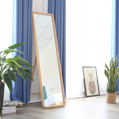 卧室家居服装店试衣镜北欧实木穿衣镜全身落地镜子家用两用壁挂镜|ms