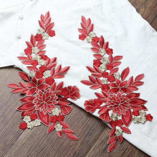 National-style decorative edge patch for down jackets, patch to repair holes, symmetrical embroidered patch, DIY no-glue sewing.