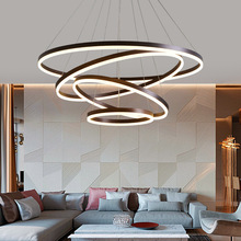吊灯客厅灯现代简约大气创意个性北欧网红餐厅圆环形旋转楼梯灯具