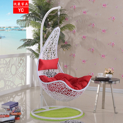 白色楓葉吊椅秋千鐵藝搖籃成人鳥巢陽台仿藤坐椅室內藤椅搖椅吊籃
