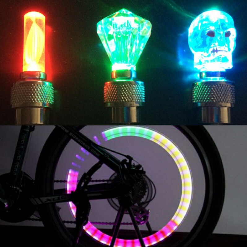 Vibration switch colorful bicycle gas nozzle light mountain bike valve light dead fly accessories Hot Wheels colorful fire wheels