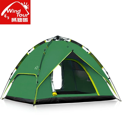 Tent outdoor 3-4 people full automatic set camping camping outing tent double layer rainproof tent outdoor 3-4 people (Çadırlar) - green-3-4-people