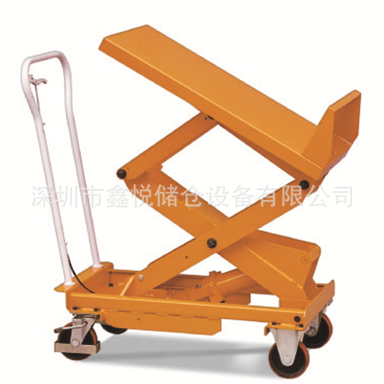 300kg移动式可倾斜手动平台车 带角度倾斜液压升降手推车