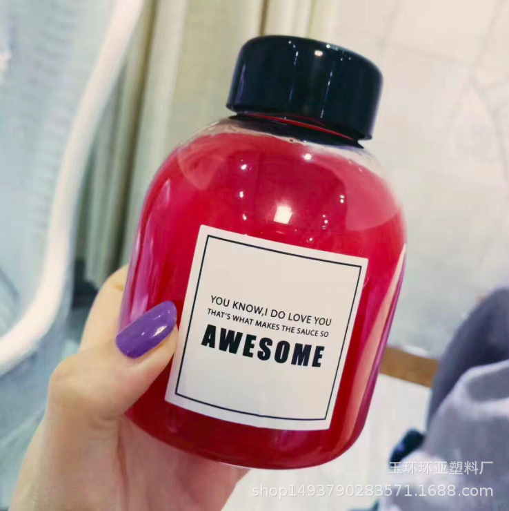 400ml 网红果汁饮料瓶 圆形塑料瓶 PET果汁瓶 38口果汁瓶