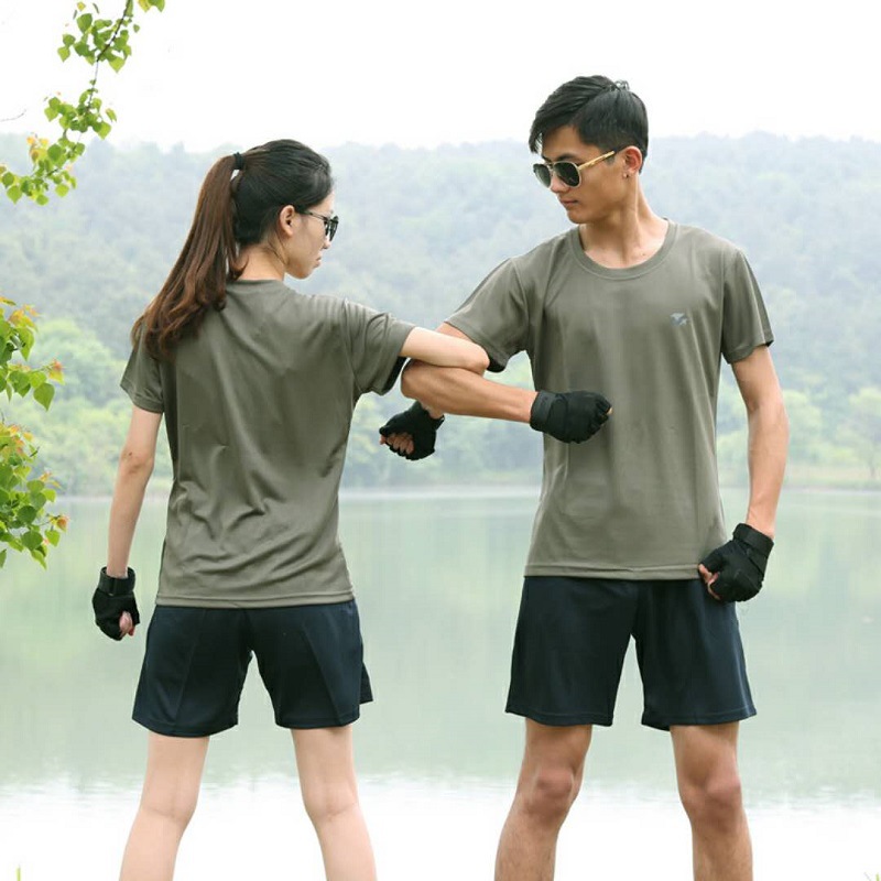 summer 07 Physical training suit men and women The special arms tactics Physical fitness Short sleeved shorts Quick drying
