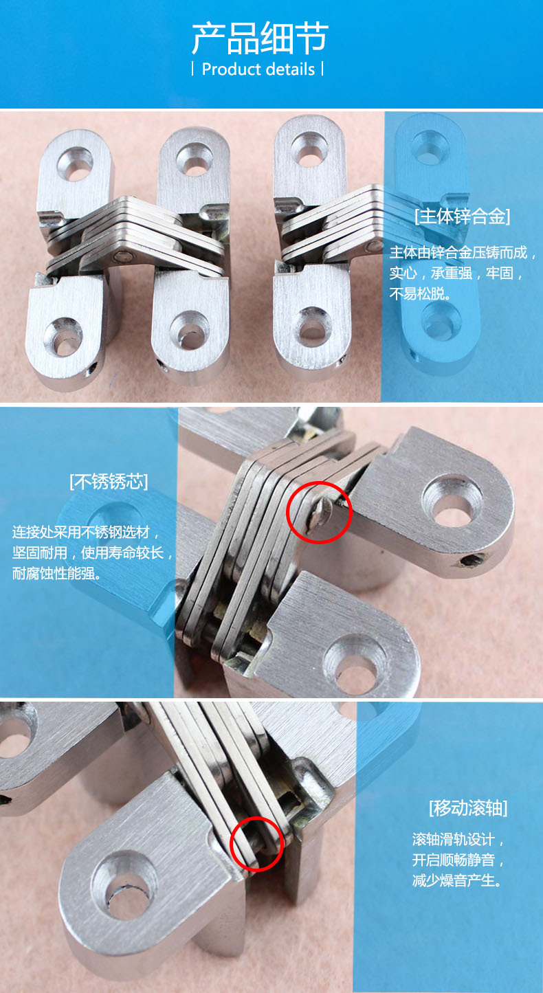 隐藏锌合金门铰
