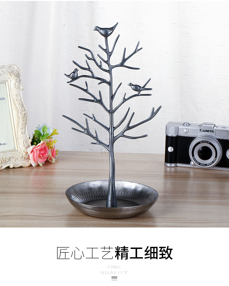 Creative Jewelry Holder Bird Tree Metal Earring Holder Necklace Storage Rack Jewelry Storage Display Stand display picture 5