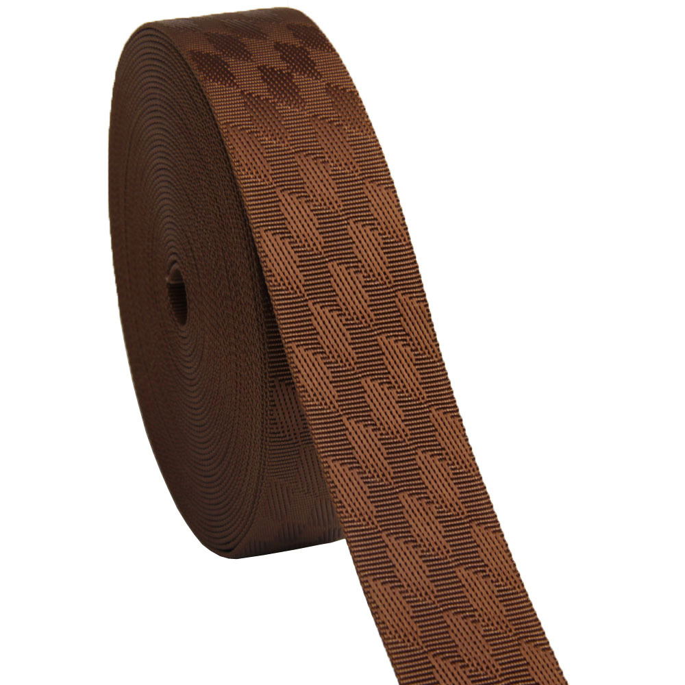 现货 4.7cm 47mm 棕色 电脑提花 菱形 锦纶织带 出口品质真尼龙带