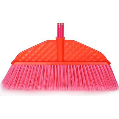 廠家批發塑料大紅硬毛掃把清掃 木柄掃帚開絨大掃把家用清潔日用