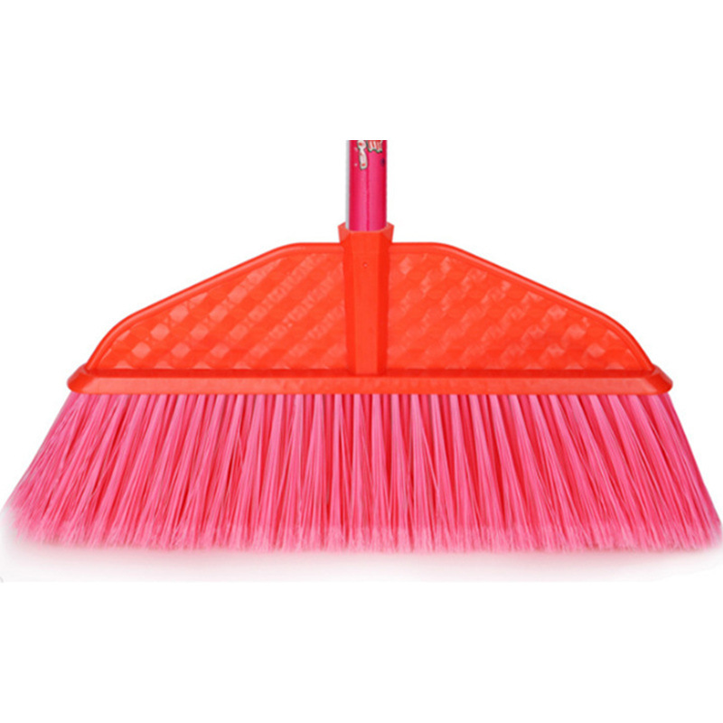 廠家批發塑料大紅硬毛掃把清掃 木柄掃帚開絨大掃把家用清潔日用
