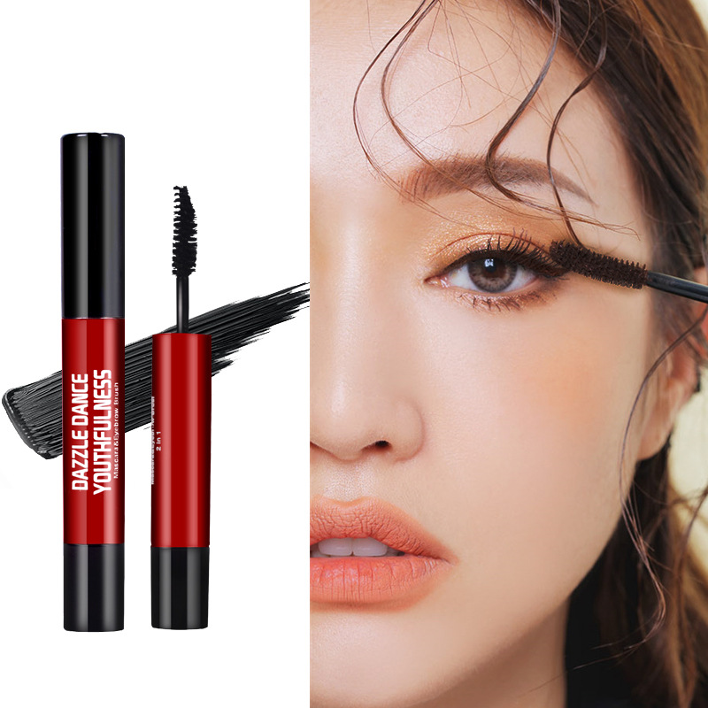 Double head Mascara Lengthening Thick natural Curl encryption Stretch waterproof Not blooming Eyebrow Lasting