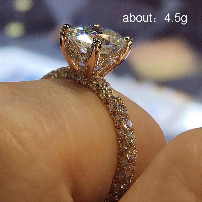 Fashion Diamond Round Alloy Ring Proposal Diamond Ring Wholesale display picture 1