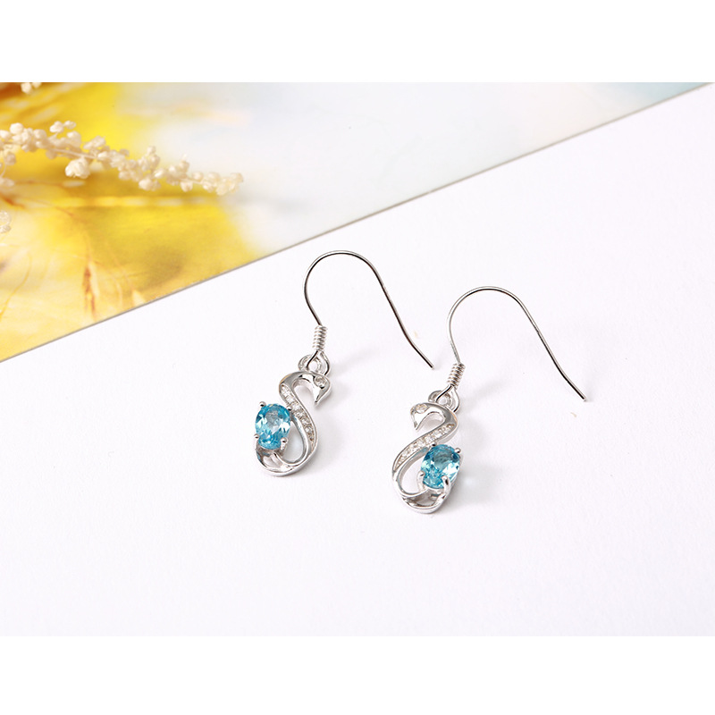 厂家定制  925纯银耳钉耳环 妇女的款托帕石天鹅耳环女 一件代发