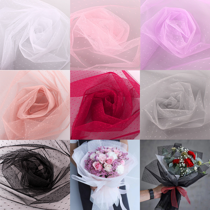 韩式点点纱包花网纱鲜花包装纸花束包装材料玫瑰花花店用品 阿里巴巴