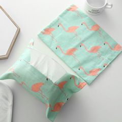 Japanese cotton and linen paper towel set with fabric paper towel box, cute cartoon creative waterproof paper towel pouch, home use