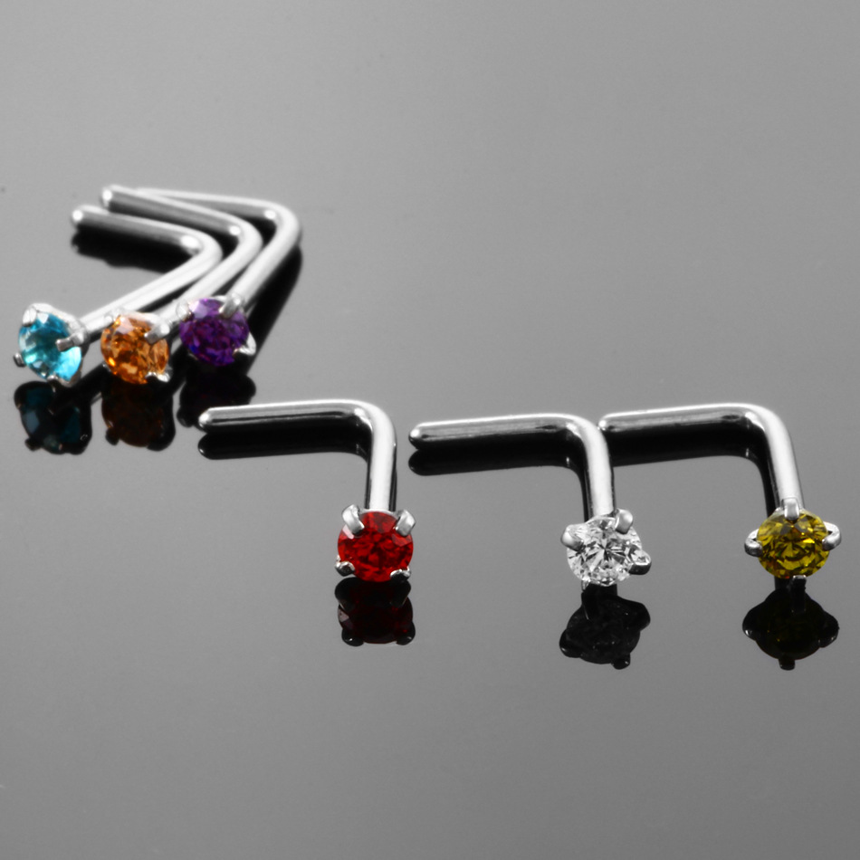 Simple Style Geometric Stainless Steel Inlay Zircon Nose Ring 1 Piece