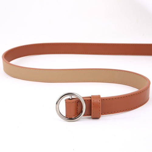 Korean style belt for women with round buckle, holeless, versatile, trendy trousers belt, student decorative retro belt, women's fine factory direct sale