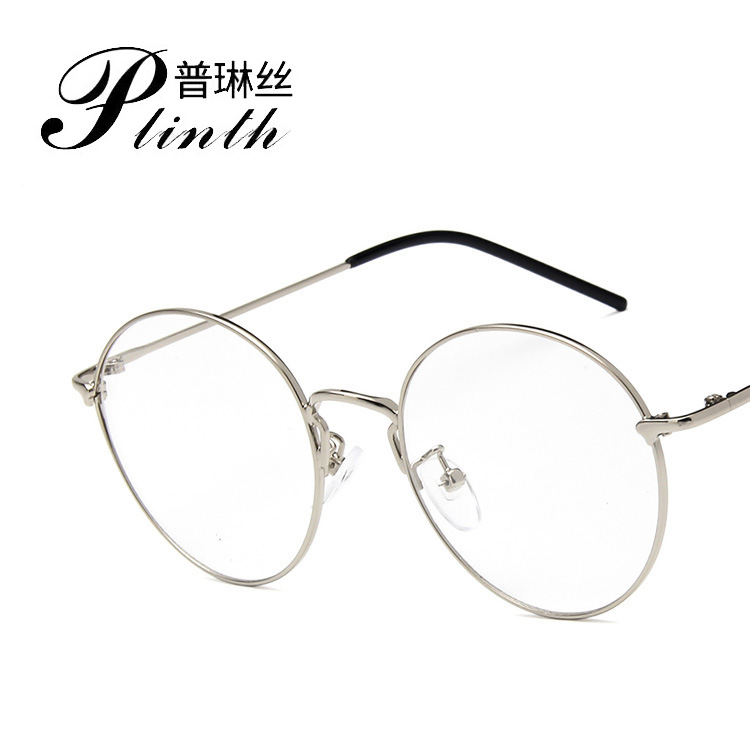 Retro Round Ultra-light Glasses Frame Metal Korean Fashionable Flat Glasses Artistic Glasses Frame Kick-off