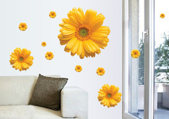 跨境浪漫雛菊花貼紙 客廳臥室溫馨背景可移除牆貼畫 eBay熱賣