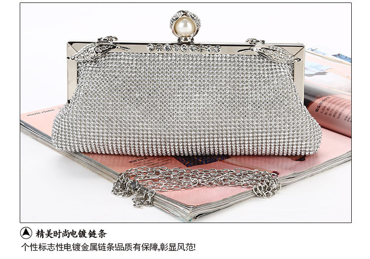 Diamond-studded Dinner Bag Handmade Rhinestone Banquet Bag Chain Evening Bag Handle Bag display picture 11