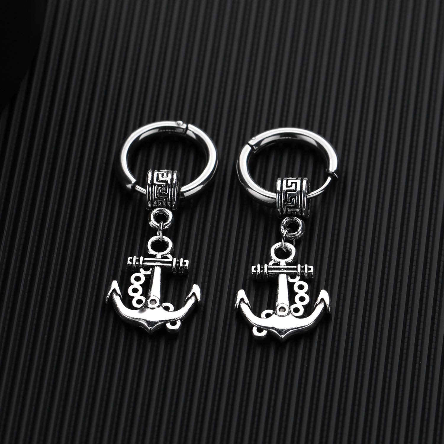 跨境欧美时尚个性船锚耳钉 复古男士耳环 耳圈耳坠男女耳饰 送礼