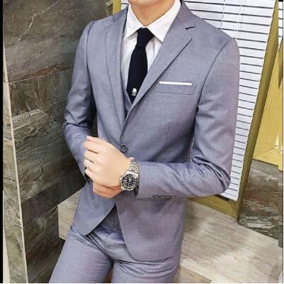 Traje traje de dama de honor de tres piezas para hombre coreano slim fit novio vestido de novia traje de hombre desgaste formal desgaste de negocios
