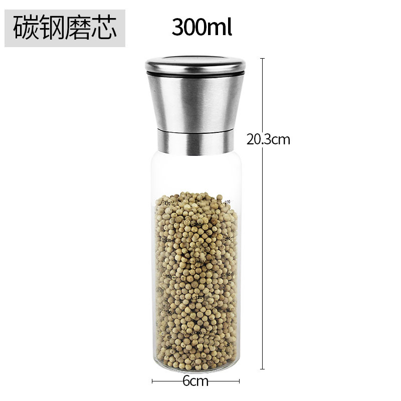 Molinillo de pimienta de vidrio de borosilicato alto, molinillo manual creativo, botella para condimentos de pimienta, artículos de cocina, especias