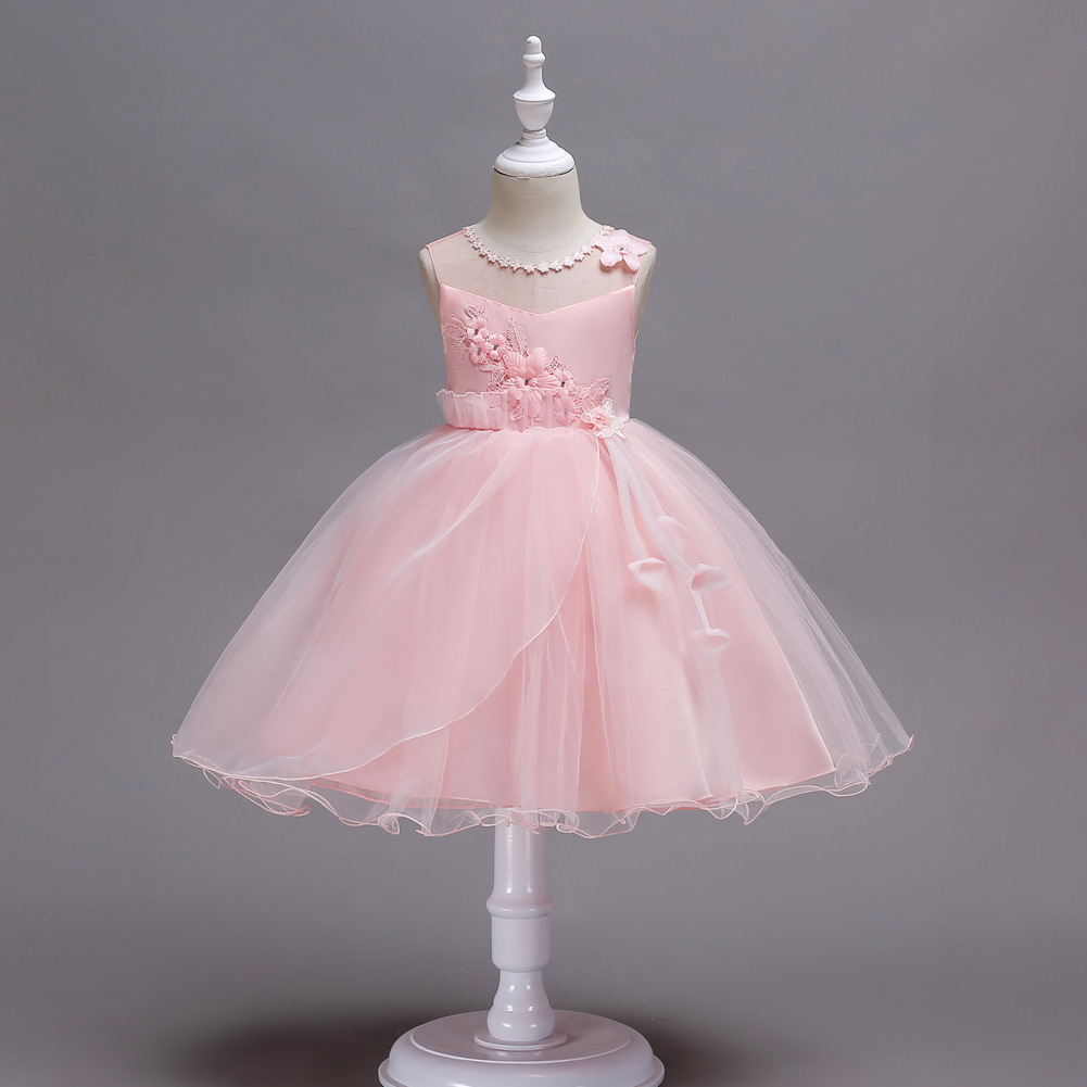 Été Nouveaux Enfants Robe De Princesse Robe Dentelle Maille Robe Sans Manches Robe Petit Hôte Performance Robe display picture 16