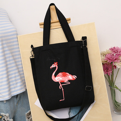 wholesale summer new pattern Flamingo printing Canvas bag One shoulder Removable Shoulder strap Handbag canvas Inclined shoulder bag