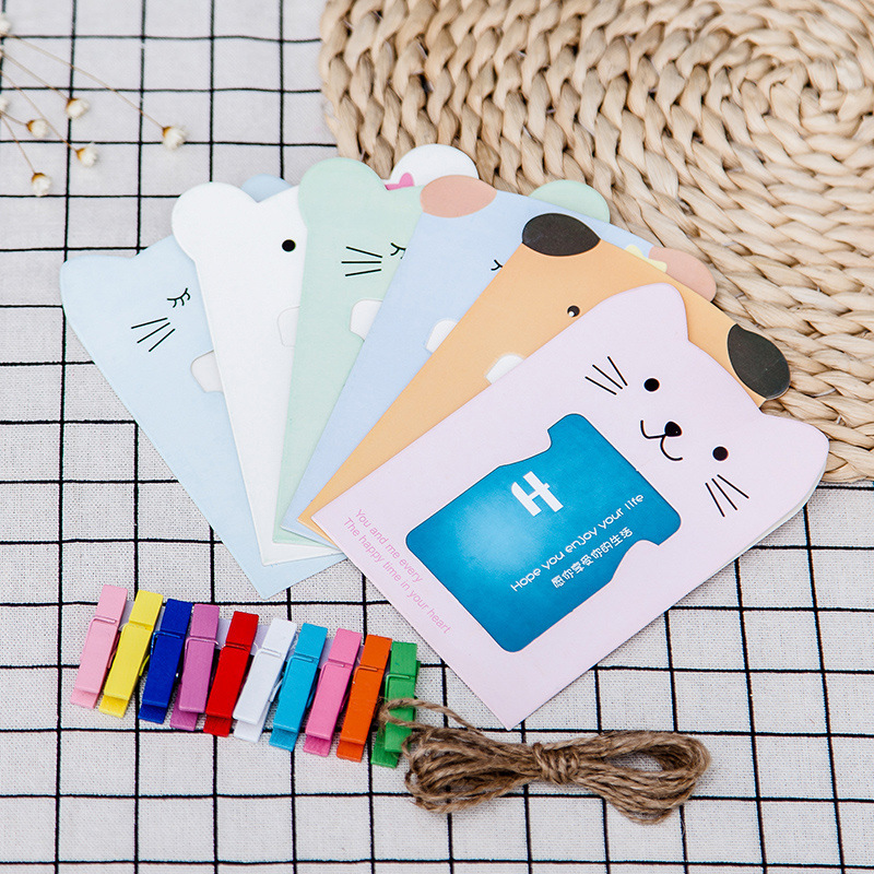 3 inch cat hanging paper photo frame Home Soft children's room DIY wall decoration hanging wall picture frame clip hemp rope