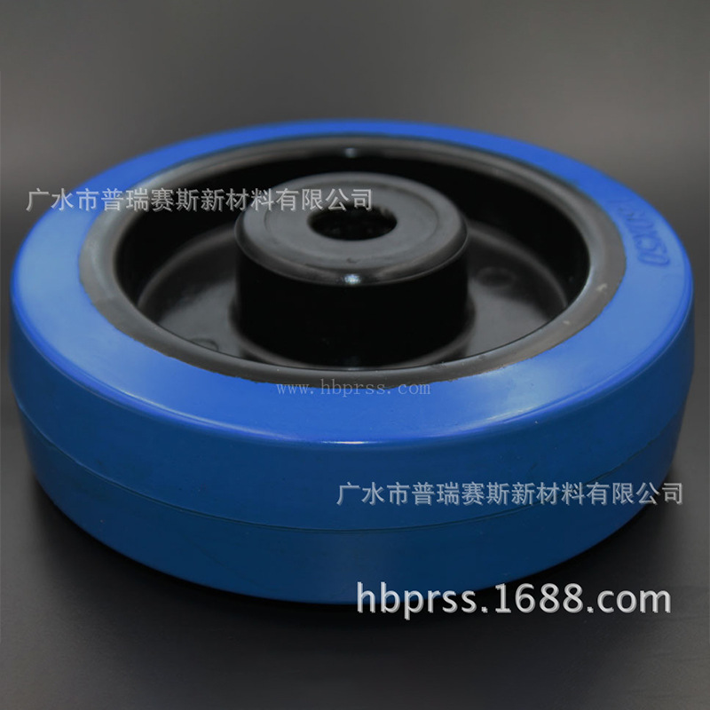 藍色彈力輪 高彈力橡膠輪 藍彈單輪廠家直銷 塑芯高彈力橡膠輪