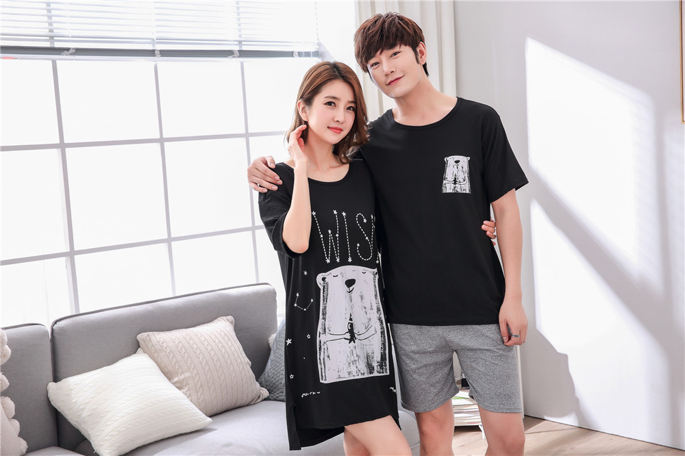 Cute Casual Style Short Sleeves Round Collar Polyester Lover’s Clothes Pajamas display picture 87