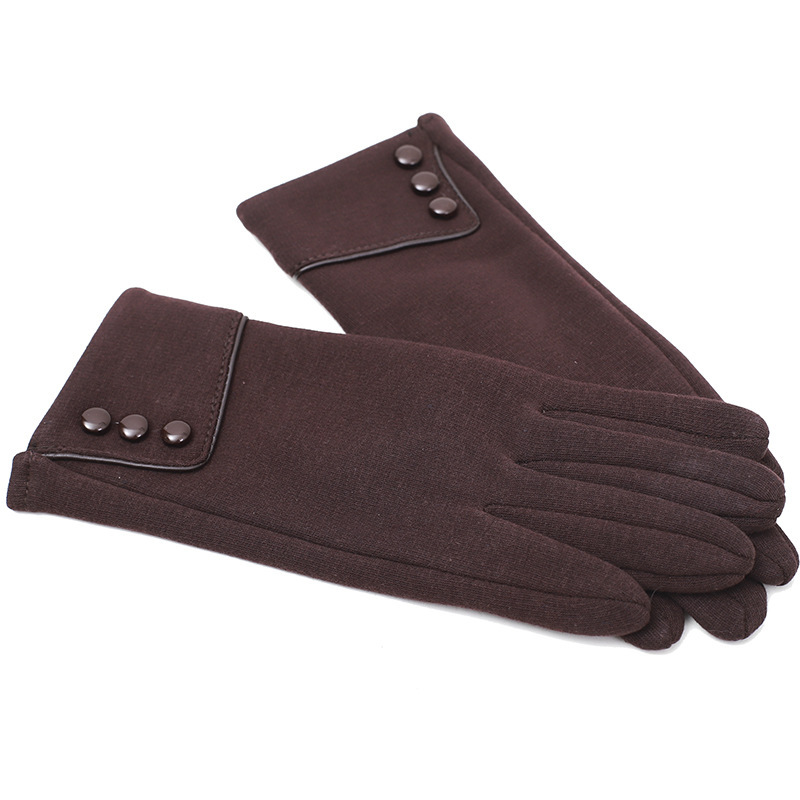 Autumn and winter New products keep warm Touch screen glove lady Button Plush Do not fall down Ride a bike thickening glove
